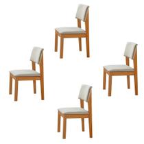 Conjunto de 4 Cadeiras de Jantar Jade com Tecido Linho Conjunto de 4 Cadeiras de Jantar Jade com Tecido Linho
