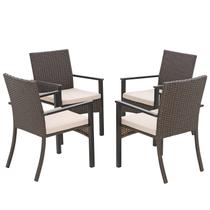 Conjunto de 4 Cadeiras de Jardim Sophia & William em Rattan para Área Externa, Marrom Conjunto de 4 Cadeiras de Jardim Sophia & William em Rattan para Área Externa, Marrom