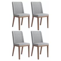 Conjunto de 4 Cadeiras de Madeira Maciça Kalina Natural com Cinza Stone Conjunto de 4 Cadeiras de Madeira Maciça Kalina Natural com Cinza Stone