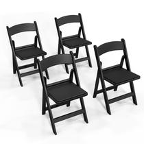 Conjunto de 4 Cadeiras Dobráveis de Plástico FCH com Assento Acolchoado Preto Conjunto de 4 Cadeiras Dobráveis de Plástico FCH com Assento Acolchoado Preto