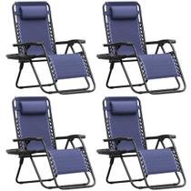 Conjunto de 4 Cadeiras Dobráveis Homall Zero Gravity para Área Externa Azul Conjunto de 4 Cadeiras Dobráveis Homall Zero Gravity para Área Externa Azul