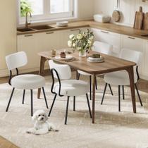 Conjunto de 4 Cadeiras Estofadas Redondas VASAGLE Boucle Brancas