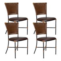 Conjunto de 4 Cadeiras para Área Externa Gramado Fibra Junco