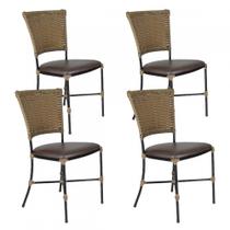 Conjunto de 4 Cadeiras para Área Externa Gramado Fibra Junco