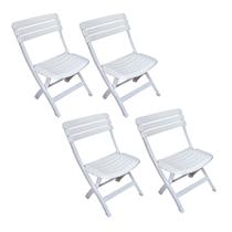 Conjunto De 4 Cadeiras Plásticas Dobráveis Ripada Branca
