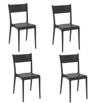 Conjunto de 4 Cadeiras Plásticas Tramontina Diana Eco Preto