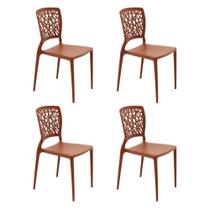 Conjunto de 4 Cadeiras Plásticas Tramontina Joana em Polipropileno e Fibra de Vidro Terracota