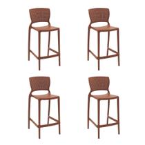 Conjunto de 4 Cadeiras Plásticas Tramontina Safira Alta Residência em Polipropileno e Fibra de Vidro Terracota
