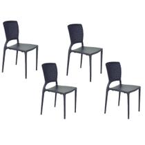 Conjunto de 4 Cadeiras Plásticas Tramontina Safira Grafite Conjunto de 4 Cadeiras Plásticas Tramontina Safira Grafite