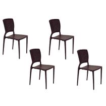 Conjunto de 4 Cadeiras Plásticas Tramontina Safira Marrom