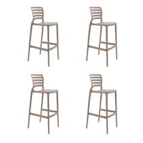 Conjunto de 4 Cadeiras Plásticas Tramontina Sofia Alta Residência em Polipropileno e Fibra de Vidro Camurça