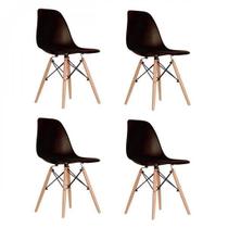 Conjunto de 4 Cadeiras Pp Base Madeira Eames Dsw-m