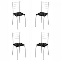 Conjunto De 4 Cadeiras Rio Liso Branco Assento Preto Lirio Teixeira Branco/preto