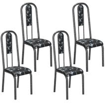 Conjunto de 4 cadeiras Teixeira Madri com encosto martelado preto