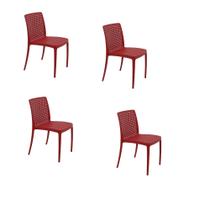 Conjunto de 4 Cadeiras Tramontina Isabelle em Polipropileno e Fibra de Vidro Vermelha