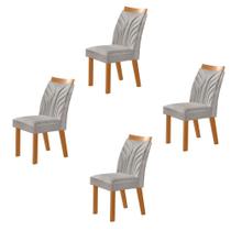 Conjunto de 4 Cadeiras Veneza com Tecido Linho Encosto Alto