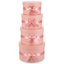 Conjunto de 4 caixas de presente GNFlus com tampas para presentes rosa Conjunto de 4 caixas de presente GNFlus com tampas para presentes rosa