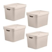 Conjunto de 4 Caixas Organizadora Cube Bege 18L - Ou