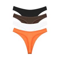 Conjunto De 4 Calcinhas De Algodão De Cintura Baixa Para Mulheres, Ultra-Finas, Sem Costura,