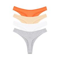 Conjunto De 4 Calcinhas De Algodão Femininas De Cintura Baixa Ultra-Finas Sem Costura G-String