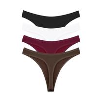 Conjunto De 4 Calcinhas De Algodão Femininas De Cintura Baixa Ultra-Finas Sem Costura Tipo G-String