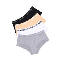 Conjunto De 4 Calcinhas Femininas De Algodão De Cintura Baixa Cor Sólida Com Estampa De Letras Sexy