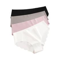Conjunto De 4 Calcinhas Femininas De Seda Gelada Sem Costura Ultrafinas Cor Sólida Elásticas Sem