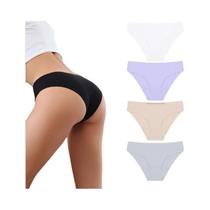Conjunto De 4 Calcinhas Femininas Sexy De Cintura Baixa Em Seda Gelada Sem Costura, Ultrafinas,