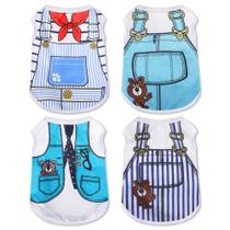 Conjunto de 4 camisas para cães de malha para cães pequenos XXS-XL Blue