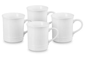 Conjunto de 4 canecas Le Creuset em grés branco de 400 ml