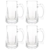 Conjunto de 4 Canecas para Chopp e Cerveja de Vidro Zero Graus 365ml - Lyor