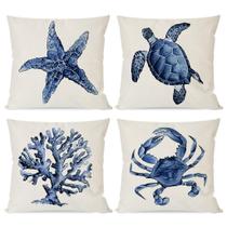 Conjunto de 4 capas de almofada Coastal Throw PANDICORN de 50 x 50 cm Conjunto de 4 capas de almofada Coastal Throw PANDICORN de 50 x 50 cm