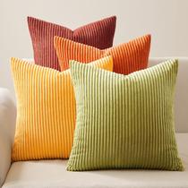 Conjunto de 4 capas de travesseiro Topfinel de veludo macio 65x65cm amarelo/laranja Conjunto de 4 capas de travesseiro Topfinel de veludo macio 65x65cm amarelo/laranja