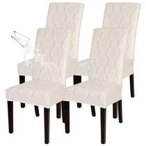 Conjunto de 4 capas impermeáveis para cadeiras de sala de jantar SearChi Beige Conjunto de 4 capas impermeáveis para cadeiras de sala de jantar SearChi Beige