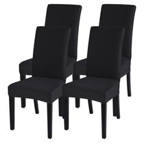Conjunto de 4 capas para cadeiras de sala de jantar Search I Stretch Black Conjunto de 4 capas para cadeiras de sala de jantar Search I Stretch Black