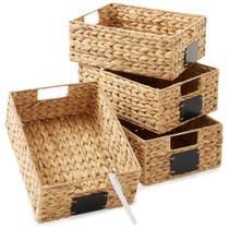 Conjunto de 4 cestos organizadores para despensa Casafield 25 x 33 x 13 cm em aguapé