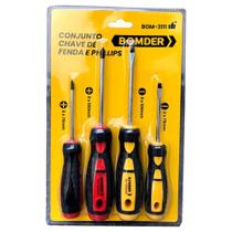 Conjunto De 4 Chaves Fenda E Phillips Emborrachado Bomder - Bomder