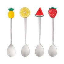 Conjunto de 4 Colheres para Chá Wolff Fruit Prata de Aço Inox