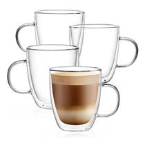 Conjunto de 4 Copos de Vidro Borossilicato Dupla Parede CNGLASS 350ml Conjunto de 4 Copos de Vidro Borossilicato Dupla Parede CNGLASS 350ml