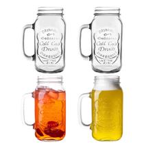 Conjunto de 4 Copos de Vidro QWEZXO 710 ml com Alça Estilo Mason Jar Conjunto de 4 Copos de Vidro QWEZXO 710 ml com Alça Estilo Mason Jar
