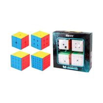 Conjunto De 4 Cubos De Velocidade Moyu Meilong Em Fibra De Carbono, Brinquedos Educativos De