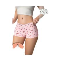 Conjunto De 4 Cuecas Boxer Femininas De Algodão Com Estampa De Cereja Em Cores Mistas Conforto