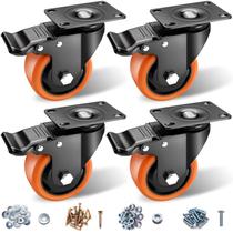 Conjunto de 4 em poliuretano laranja Caster Wheels ASRINIEY de 3 polegadas