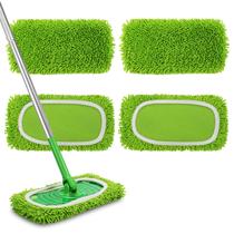 Conjunto de 4 esfregões de microfibra reutilizáveis compatíveis com Swiffer Sweeper