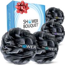 Conjunto de 4 Esponjas de Banho Shower Bouquet Loofah Carvão XL - 75g cada Conjunto de 4 Esponjas de Banho Shower Bouquet Loofah Carvão XL - 75g cada