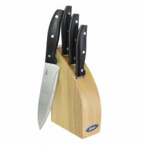 Conjunto de 4 facas cozinha multiuso Santoku e cepo Oster