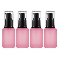 Conjunto de 4 Frascos com Bomba Pump Doromy 30ml de Vidro Fosco Rosa Conjunto de 4 Frascos com Bomba Pump Doromy 30ml de Vidro Fosco Rosa