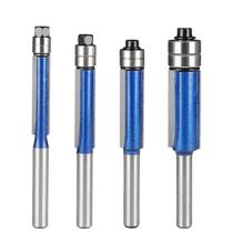 Conjunto De 4 Fresas De Topo Duplo Com Rolamento Duplo Prata-azul, Haste De 1/4" E Lâminas De Corte