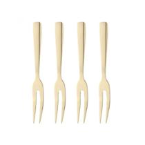Conjunto De 4 Garfos Para Aperitivo De Aço Inox Dourado Wolff