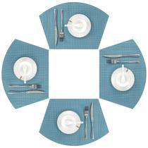 Conjunto de 4 jogos americanos SHACOS Round Wedge de vinil azul acinzentado
